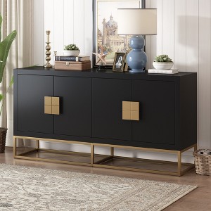 55.3" Light Luxury Designed Sideboard with 4 Doors, Storage Cabinet with Metal Legs and Adjustable Shelves 4W - ModernLuxe - 1 of 4