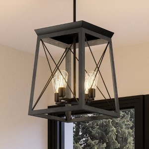 Urban Ambiance Luxury Industrial Chandelier 21''H x 15.5''W,  Midnight Black Finish,  Berkeley Collection, UHP3921 - 1 of 4