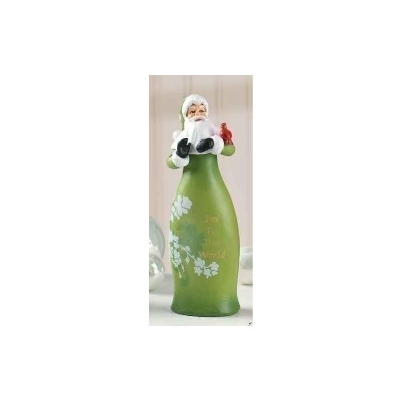 Roman 8.25" Green and White Santa Claus with Cardinal Bird Christmas Figurine, 1 of 2