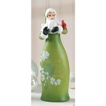 Roman 8.25" Green and White Santa Claus with Cardinal Bird Christmas Figurine