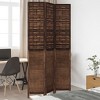 vidaXL Room Divider 3 Panels Dark Brown Solid Wood Paulownia - 2 of 4