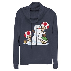 Juniors Womens Nintendo Toad Snowman Cowl Neck Sweatshirt - 1 of 3