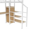 CAVINAS Full Size Bunk Bed with Desk Modern Metal Bed Frame with Wardrobe, Guardrail and Storage Stairs, White - 3 of 4