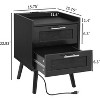 Finnhomy Nightstand with Charging Station, Bedside Table with 2 Hand Made Rattan Decorated Drawers - 3 of 4