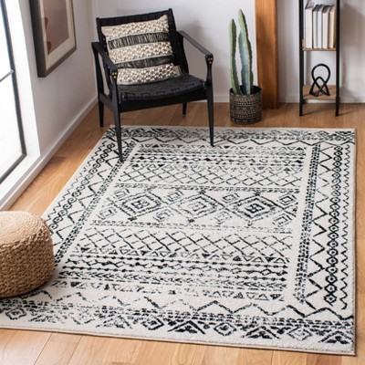 Tulum Black and Ivory Square Synthetic Area Rug
