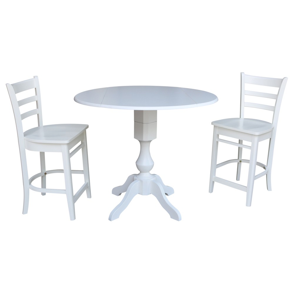 42 Round Pedestal Gathering Height Drop Leaf Table With 2