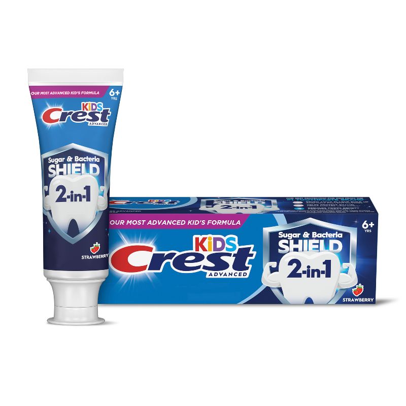 Crest Kids Sugar &#38; Bacteria Shield Toothpaste, Strawberry Flavor, 4.1oz, 1 of 12
