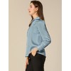 INSPIRE CHIC Women's Puff Long Sleeve Point Collar Vintage Button Work Satin Shirt - 4 of 4