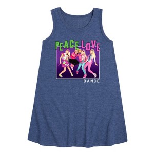 JoJo Siwa Peace Love Dance Graphic Sleeveless Aline Dress - Heather Navy - Large - 1 of 4