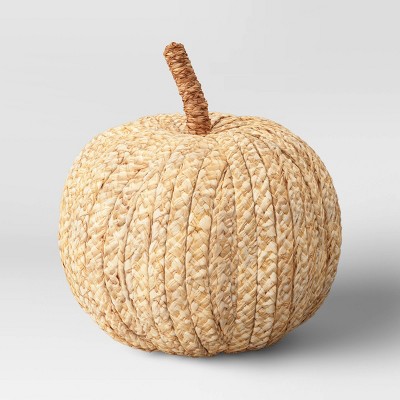 6.5" x 6" Decorative Raffia Pumpkin Figurine Cream - Threshold™