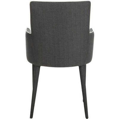 Transitional Faux Leather Arm Chair in Beige and Gray
