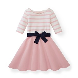 Hope & Henry Girls'  Cotton Lightweight Blocked Skater Dress, Infant - 1 of 4