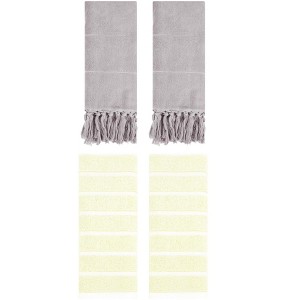 REGALWOVEN 4 Packs Striped and Solid Absorbent Soft Cotton Hand Towel for Bathroom - 1 of 4