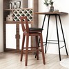 Tangkula Swivel Bar Height Bar Stool Set of 2 30.5" Upholstered PU Leather Kitchen - 2 of 4
