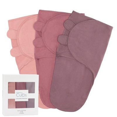 Image of Swaddle Blankets for Baby Girl & Boy 3 Pack Sleep Sack Velcro by Comfy Cubs  (Small 0-3 Months, Blush, Mauve, Mulberry)