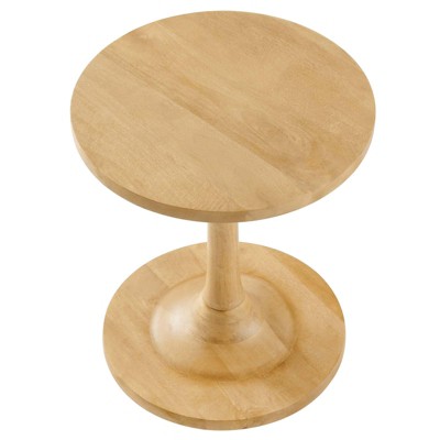 Lina 18" Round Oak Wood Pedestal Side Table
