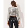 INSPIRE CHIC Women's Sequin Long Sleeve Open Front Cropped Cardigan Shrug Jacket - 3 of 4