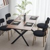 Set of 2 Mid-century Modern Dining Chairs , Teddy Fabric Upholstery, Curved Back , Metal Frame - 3 of 4