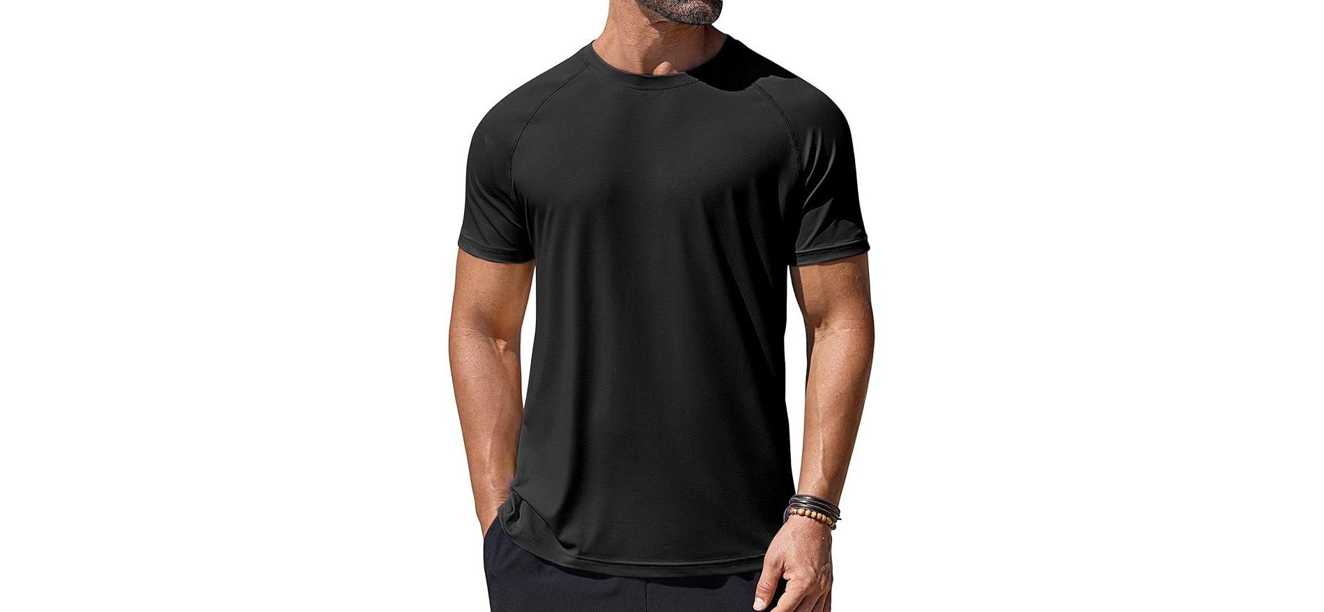 COOFANDY Mens Swim Shirt Short Sleeve UPF 50+ Sun Protection Shirt Rah Guard Athletic Quick Dry T Shirts