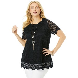 Jessica London Women's Plus Size Stretch Lace Tunic - 1 of 4