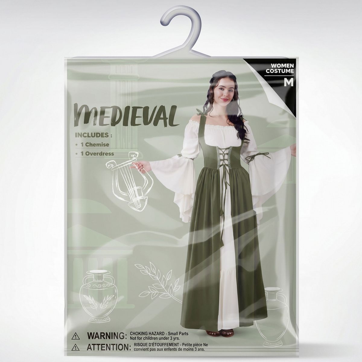 Joyfy Halloween Costume Renaissance Dress for Women, Adult Medieval Chemise Set with Corset-Victorian Cosplay for Halloween Dress Up Party - thumbnail 10