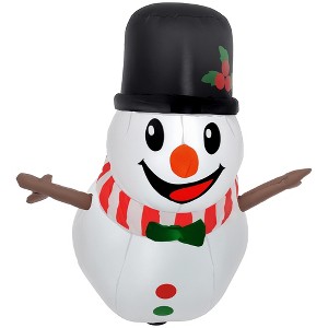 Outsunny 3.4' Christmas Inflatables Hanging Snowman with LED Lights for Lawn Garden Party - 1 of 4