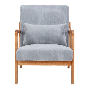 TiramisuBest Modern Accent Chair with Pillow, Upholstered Armchair with Solid Wood, Comfy Reading Chair for Living, Bedroom, or Balcony, Beige - 1 of 4