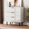Fluted 3 Drawers Dresser, Wide Wood Chest of Drawers, Modern Storage Dresser Chest of Drawers Organizer with Metal Legs - 3 of 4