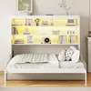 TIRAMISUBEST Full/Queen Size Murphy Bed with Folding Sofa, Storage Bed Frame with Built-in Bookshelf and LED Light - 2 of 4