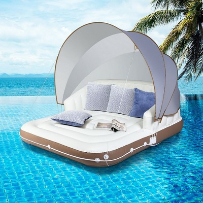 Costway Canopy Inflatable Pool Float Lounge Swimming Raft