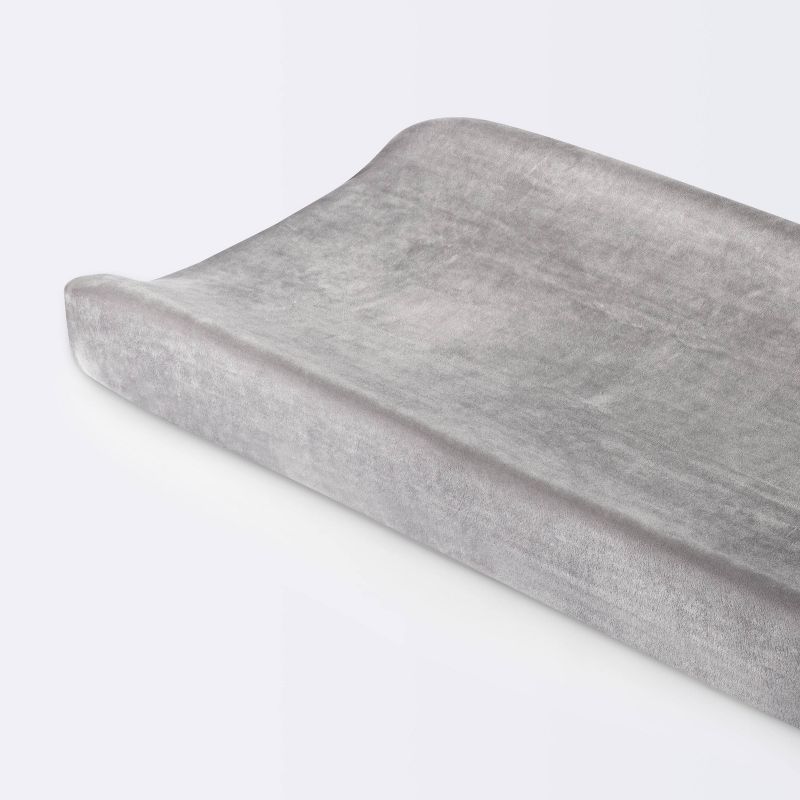 Velvet Polyester Spandex Changing Pad Cover - Dark Gray - Cloud Island&#8482;, 1 of 5