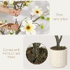 4FT Artificial Magnolia Tree with Real Touch Flowers & Leaves – Fake Plants with Moss In White Pot for Home Office Living Room Decor - 2 of 4