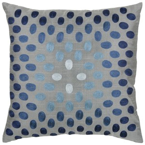 18"x18" Dots Square Throw Pillow Cover Blue - Rizzy Home: Embroidered, Textured, Machine Washable - 1 of 4