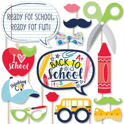 Big Dot of Happiness Back to School - First Day of School Classroom Decorations and Photo Booth Props Kit - 20 Count