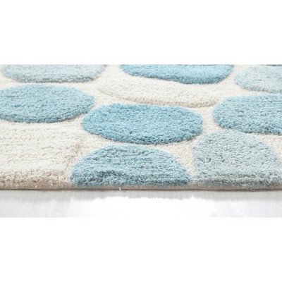 Aquamarine and White Cotton Pebble Pattern Bath Rug Set