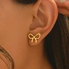 Paaaawaters 18K Gold-Plated Bow Earrings Symmetrical Mirror-Finish Stainless Steel Jewelry, Hypoallergenic & Tarnish-Free Luxury Gift - 4 of 4