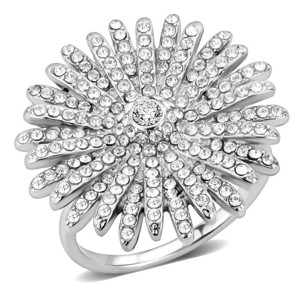 Slickblue Women's Polished Stainless Steel Ring with Clear CZ - Stylish April Birthstone Jewelry - Size 5-10 - 1 of 4