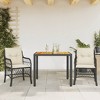 vidaXL 3 Piece Bistro Set with Cushions - Black Poly Rattan Patio Furniture for Garden/Backyard/Balcony - Removable Covers - Acacia Wood Tabletop - 2 of 4