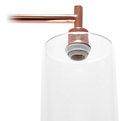 Elegant Rose Gold Arc Floor Lamp with Clear Glass Shade