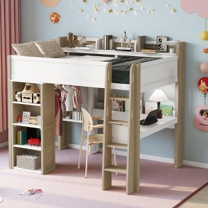 Polibi Modern Full Size Loft Bed with Built-in Desk and Storage Space - 1 of 4