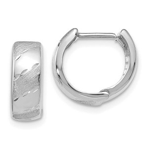 Black Bow Jewelry 5mm Polished & Satin Hinged Hoops in 14k White Gold, 13mm (1/2 Inch) - 1 of 4