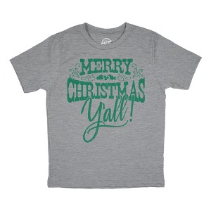 Youth Funny T Shirts Merry Christmas Yall Sarcastic Xmas Graphic Novelty Tee For Kids - Crazy Dog Youth T Shirt Gift For Christmas - 1 of 4