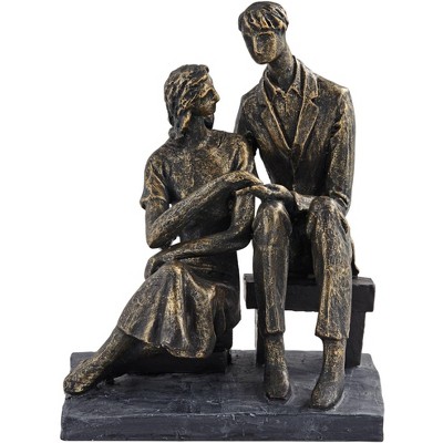 Kensington Hill Couple Sitting 8" High Antique Bronze Statue