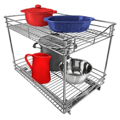 Chrome 18" Double Tier Pull Out Cabinet Organizer