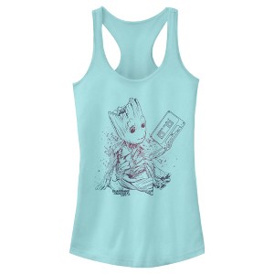 Juniors Womens Marvel Guardians of Galaxy Vol. 2 Groot Jams Racerback Tank Top - 1 of 3
