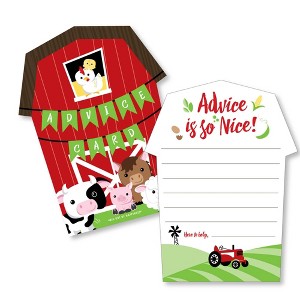 Big Dot of Happiness Farm Animals - Barn Wish Card Barnyard Baby Shower Activities - Shaped Advice Cards Game - Set of 20 - 1 of 4