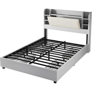 AMERLIFE Bed Frame with 4 Storage Drawers and Bookcase Headboard - 1 of 4