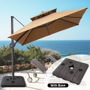 Crestlive Products 10FT Square Double Top Offset Cantilever Umbrella with Base UV30+ Outdoor 360 Degree Rotation 6 Heights Adjustable Umbrella - 1 of 4