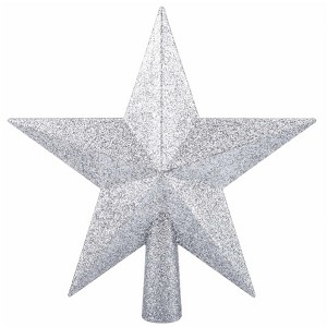 Aoibox 8 Inch Silvery Glitter Star Christmas Tree Topper Plastic Crown Decoration Fits 5 to 8 ft Tree 1 Piece Holiday Ornament - 1 of 4