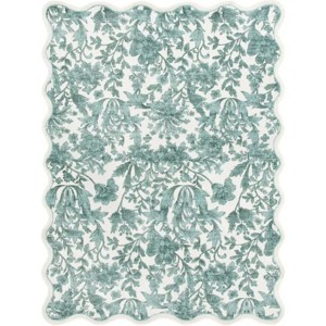 36"x56" Blue Feather Faux Fur Scalloped Indoor Accent Rug - 1 of 4